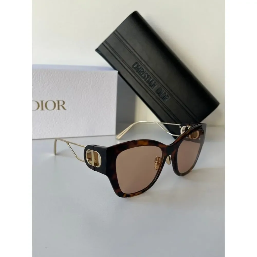 NEW Dior 30Montaigne B2U Brown Gold Cat Eye Sunglasses - Picture 7 of 9